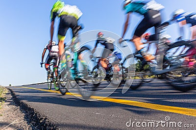 Cycling Cyclists Road Race Motion Speed Blur Closeup Stock Photo