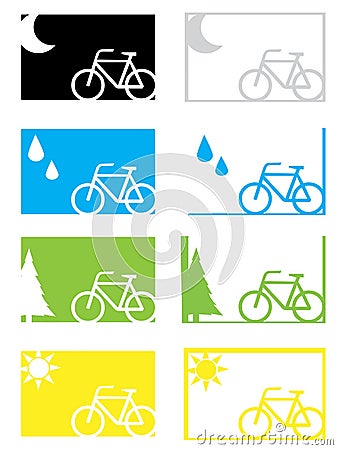 Cycling in different seasons or conditions Vector Illustration