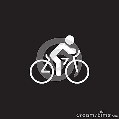 Cycling icon vector, bicycle solid flat sign, pictogram isolated on black Vector Illustration