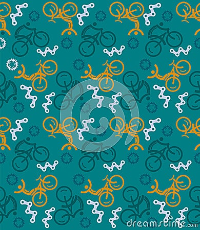 Cycling icons, Seamless decorative pattern. Vector Illustration