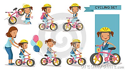 Cycling little girl Vector Illustration