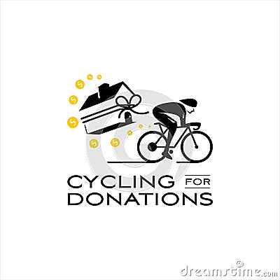 Cycling logo charity and donation for homeless people Vector Illustration