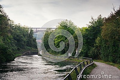 Cycling path along the Naviglio Martesana in Italy Stock Photo