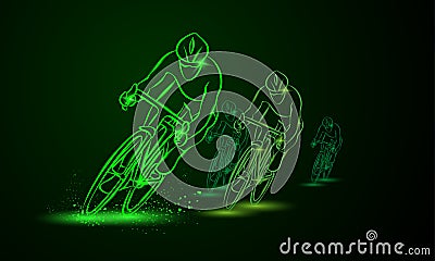 Cycling race. Front view. Bike competition. Group of cyclists Vector Illustration