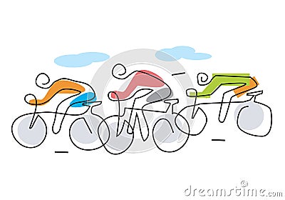 Cycling race line art stylized. Vector Illustration