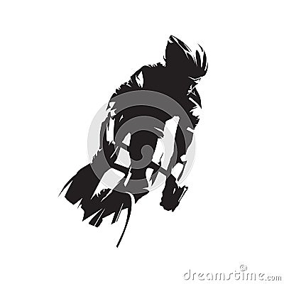 Cycling. Road cyclist front view. Abstract isolated vector silhouette Vector Illustration