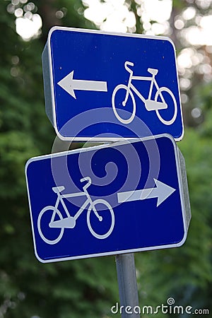 Cycling road signs Stock Photo