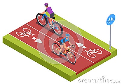 Cycling Sport Isometric Concept Vector Illustration