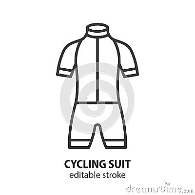 Cycling suit line icon. Bike clothes vector illustration. Editable stroke Vector Illustration