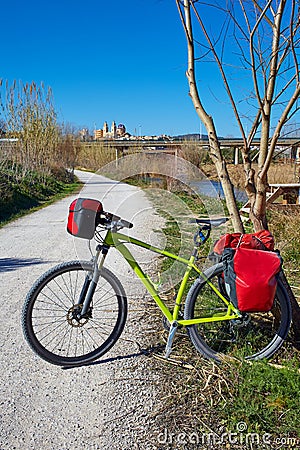 Cycling tourism bike in ribarroja Parc de Turia Stock Photo