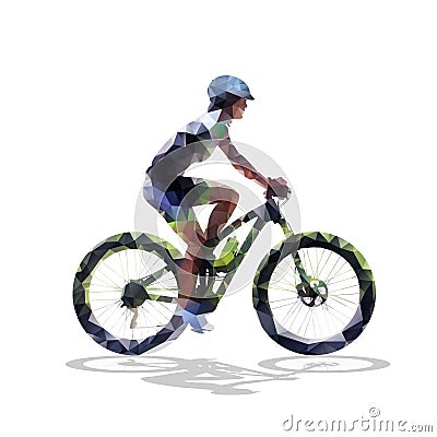 Cycling woman, isolated geometric vector Vector Illustration
