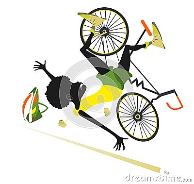 African cyclist falling down from the bicycle Vector Illustration