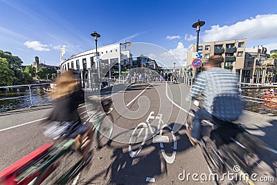 Cycling path in Amsterdam Editorial Stock Photo