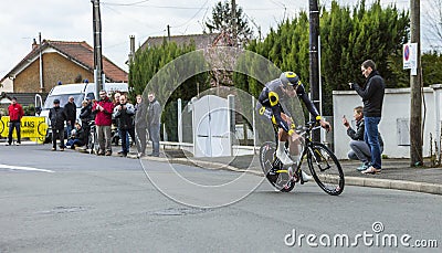 The Cyclist Adrien Petit - Paris-Nice 2016 Editorial Stock Photo