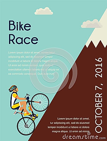 Cyclist in bicycle racing go to the mountain. race competition poster. Vector illustrator. Vector Illustration