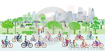 Cyclist on the bike path Vector Illustration