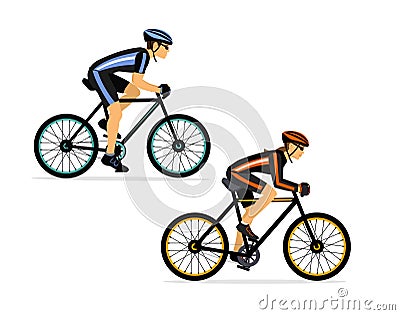 Cyclist couple, man and woman riding sport bike isolated Vector Illustration