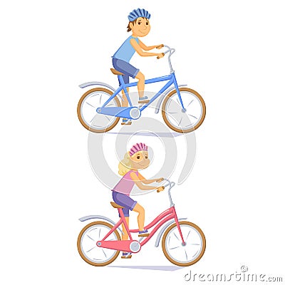 Cyclist cute children Vector Illustration