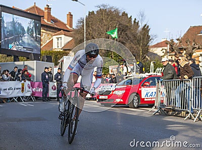 The Cyclist Denis Menchov- Paris Nice 2013 Prologue in Houilles Editorial Stock Photo