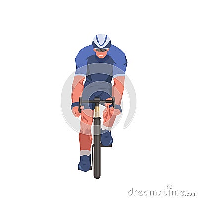 Cyclist front view isolated on white background. Final sprint front view. Vector Illustration
