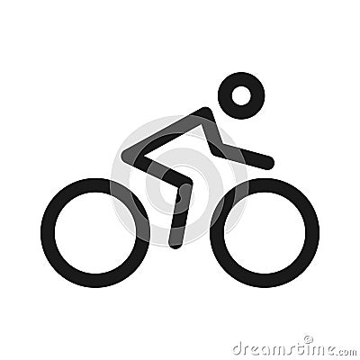 Cyclist icon line, Bicycle and human silhouette concept logo template isolated on white background. Vector Vector Illustration