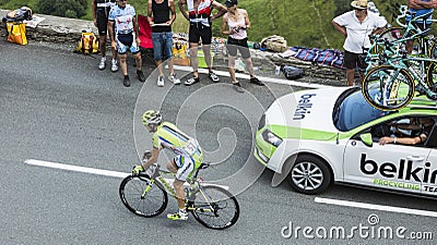 The Cyclist Jean-Marc Marino on Col de Peyresourde - Tour de France 2014 Editorial Stock Photo