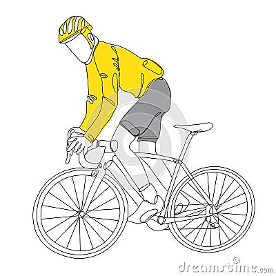 Cyclist line drawing vector bike riding Vector Illustration