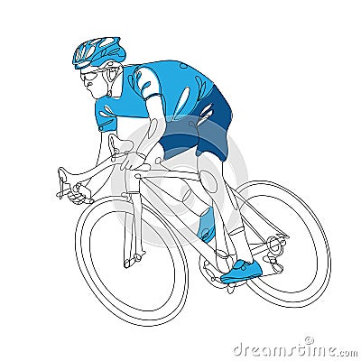 Cyclist line drawing vector bike riding Vector Illustration
