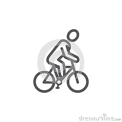 Cyclist line icon on white background Vector Illustration