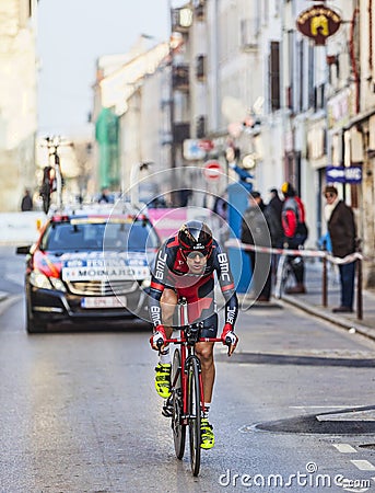 The Cyclist Moinard AmaÃ«l- Paris Nice 2013 Prologue in Houilles Editorial Stock Photo