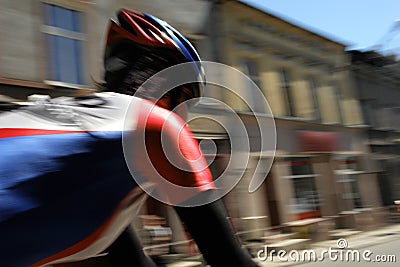 Cyclist in Motion Stock Photo