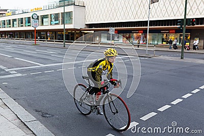 Cyclist riding bicycles on street Editorial Stock Photo