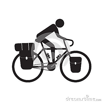 Cyclist riding bikepacking touring bike Stock Photo