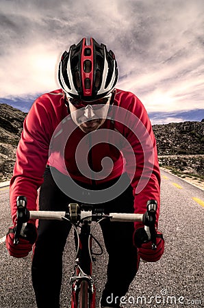 Cyclist on the road Stock Photo