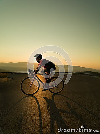Cyclist on road bike Stock Photo