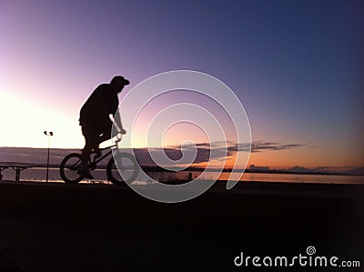 Cyclist sillouette Stock Photo