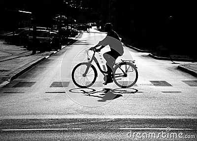 Cyclist on the street in the city Stock Photo