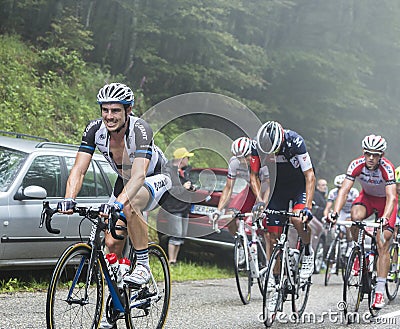 The Cyclist Tom Dumoulin Climbing Col du Platzerwasel - Tour de France Editorial Stock Photo