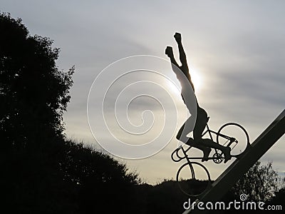 Cyclist victory champion winner figure sport effort sacrifice Stock Photo