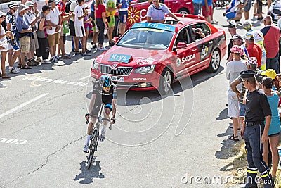 The Cyclist Wout Poels on Col du Glandon - Tour de France 2015 Editorial Stock Photo