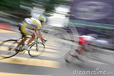 Cyclist In Zoom Action Stock Photo