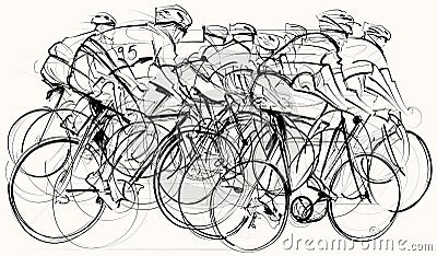 Cyclists in competition Vector Illustration