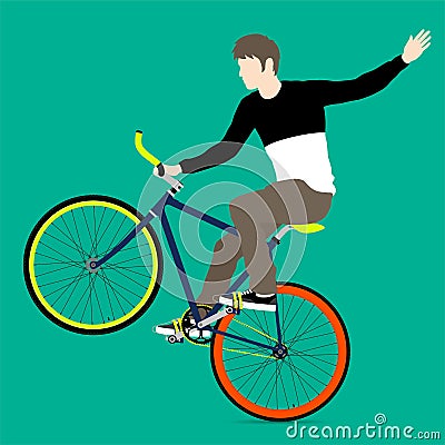 Cyclists and fixed gear bicycle Vector Illustration