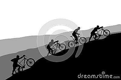 Cyclists group 03 Vector Illustration