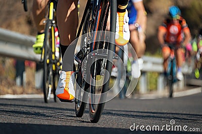 Cyclists with racing bikes during the cycling road race Stock Photo