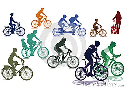 Cyclists riding bicycles Vector Illustration