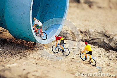 Cyclists tiny toy Stock Photo