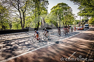 Cyclists in Tour de Yorkshire 2018 Editorial Stock Photo