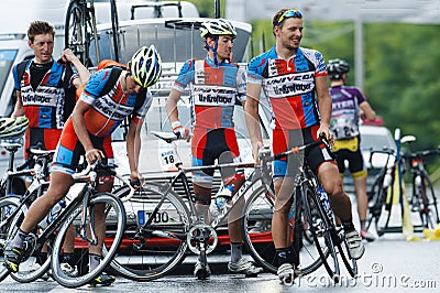Cyclists from various teams Editorial Stock Photo