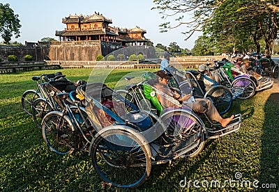 Cyclo drivers in Vietnam Editorial Stock Photo